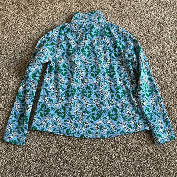 Lilly Pulitzer XS Melena Popover Bon Bon Blue Leapin Half-Zip Pullover Jacket - Picture 6 of 10